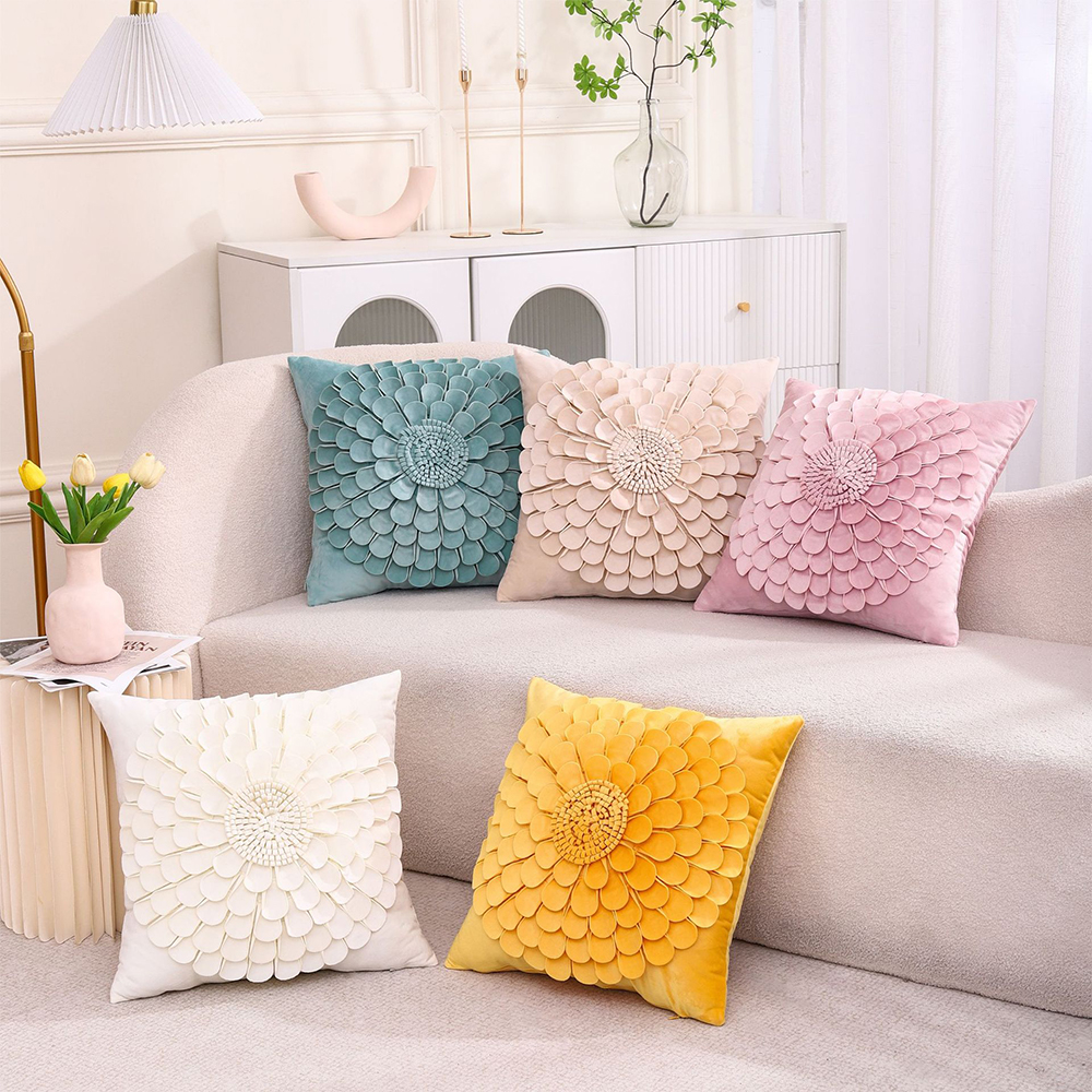 Kézzel készített 3D virágos párnás deco párna